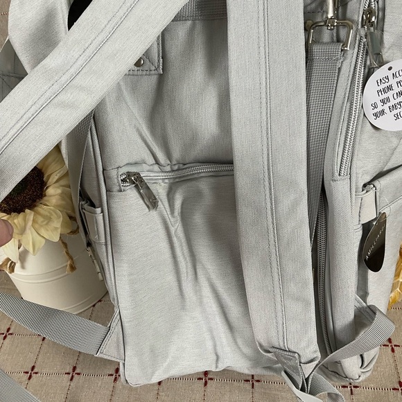 Amilliardi Backpack Gray Diaper Bag Lots of Pockets Insulated Stroller Strap New - Picture 10 of 12